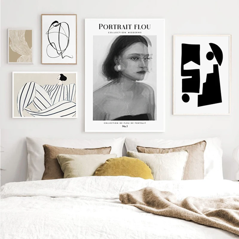 

Figure Abstract Minimalist Line Decoration Pictures Vintage Print Art Wall Decor Poster Canvas Interior Painting for Living Room