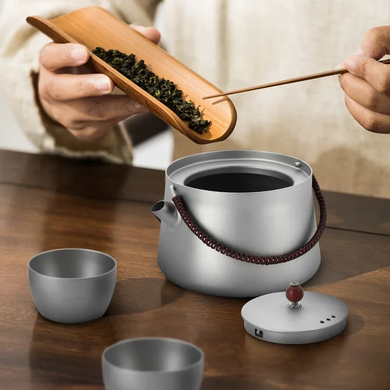 Pure titanium high-end household Outdoor Travel Portable Kung Fu Tea Set