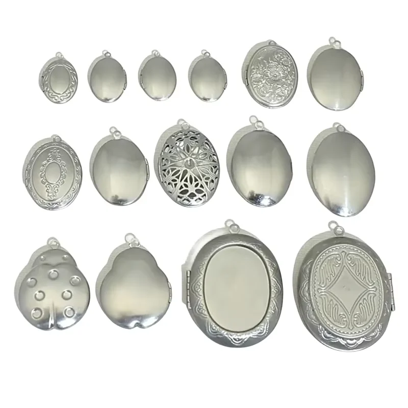 BoYuTe (20 Pieces/Lot) 316 Stainless Steel Oval Shaped Locket Pendant Can Open Photo Locket Diy Jewelry Materials