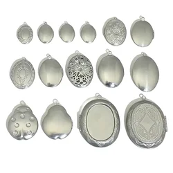 BoYuTe (20 Pieces/Lot) 316 Stainless Steel Oval Shaped Locket Pendant Can Open Photo Locket Diy Jewelry Materials