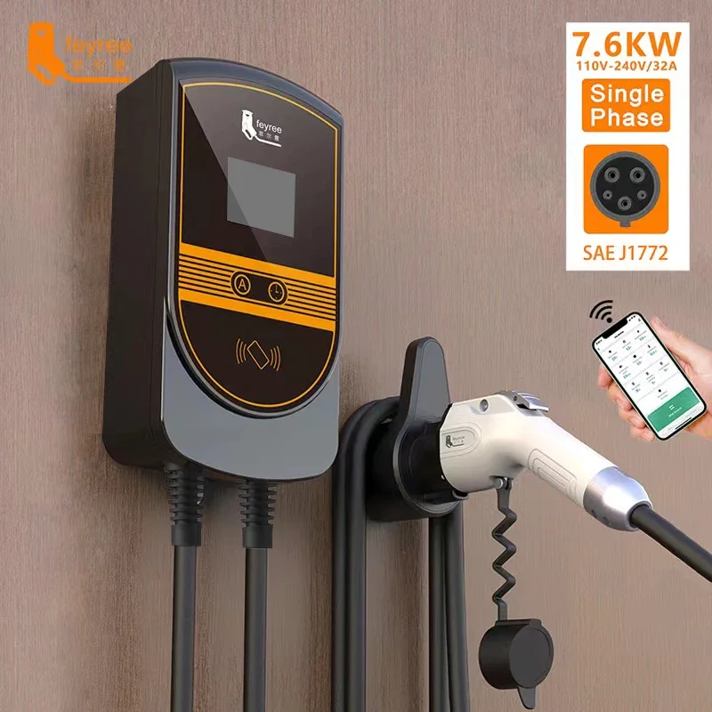 Feyree Auto Electronics 16A EV Charger Station 22KW Car Charger สาย N14-50P สําหรับ 22 KW EV Charger แบบพกพา