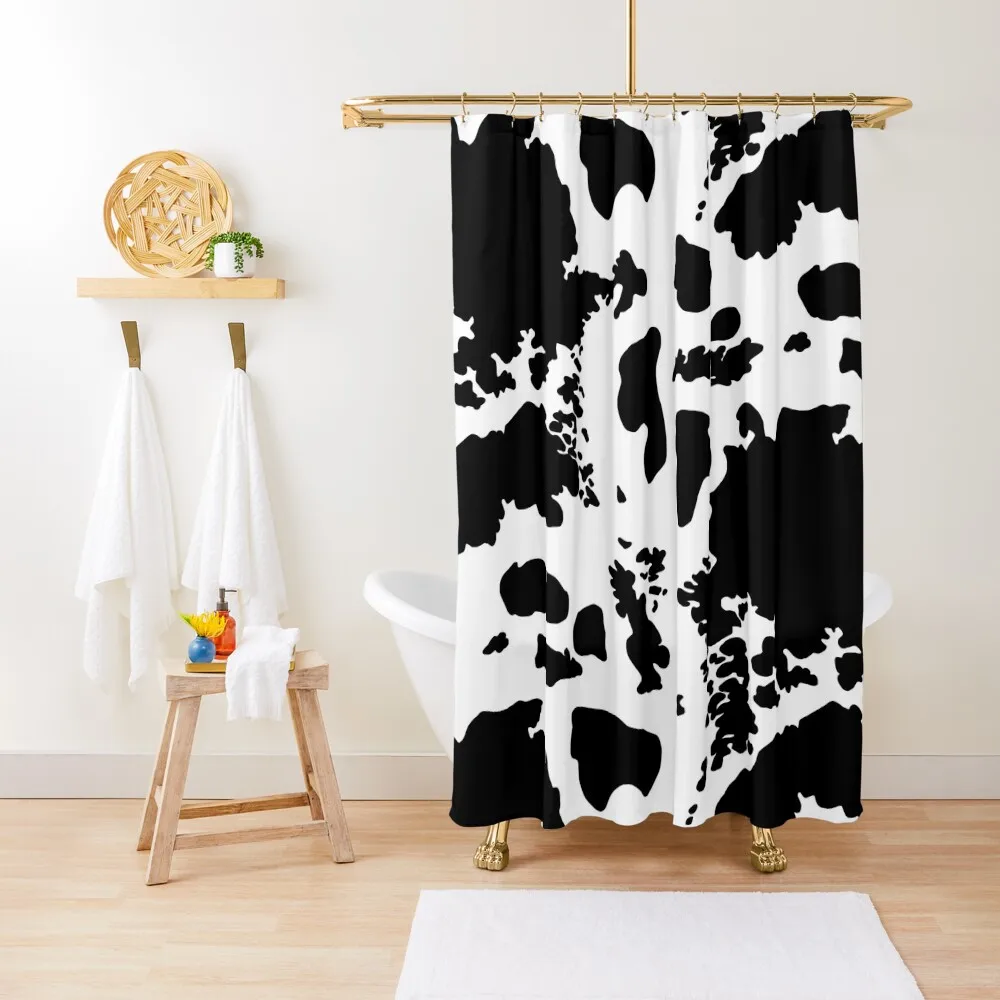 

Black and White Cowhide Print Pattern Shower Curtain Funny Shower Anime Bathroom Bathroom Box Curtain