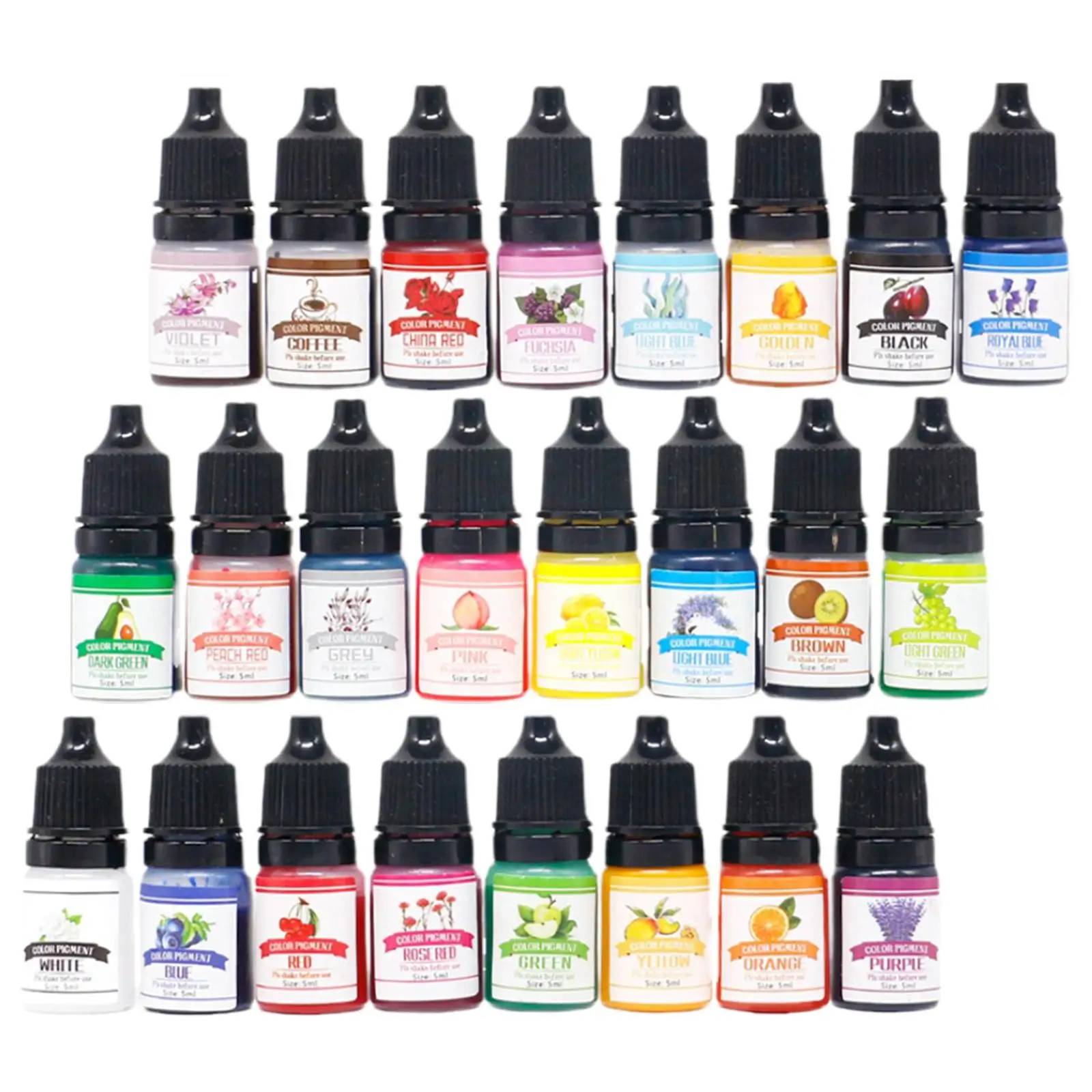 24Pcs Vibrant Inks High Concentrated DIY 5ml Each Epoxy Resin Colorant Tint Colorant for Art Crafts