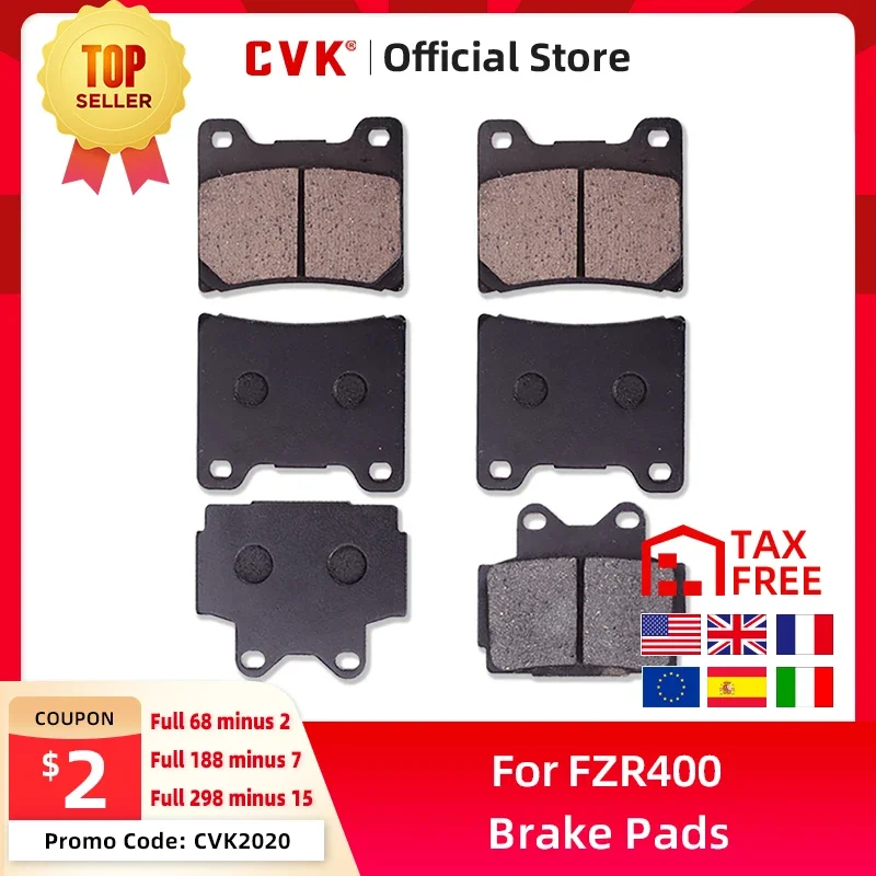 CVK  1 Set  High Quality Brake Pads Disks Shoes Front And Rear For YAMAHA (4HM3/ 4HMA / 4HMB) XJR400 1993 1994 1995 1996