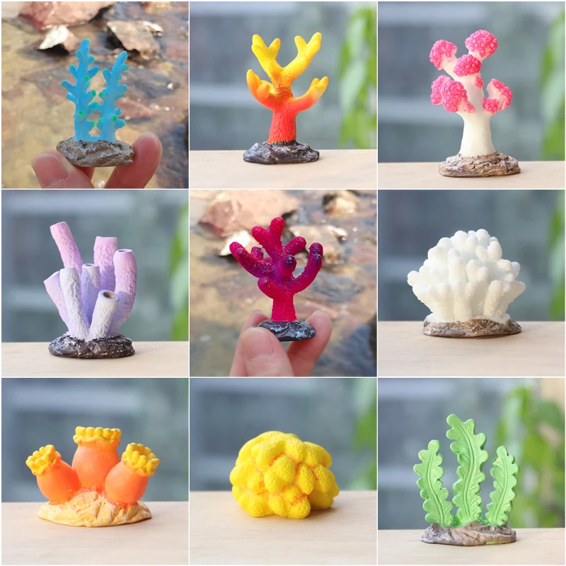 1pc Colorful Artificial Aquarium Mini Coral Reef Decoration Fish Tank Underwater Starfish Coral Plant Landscaping Ornament