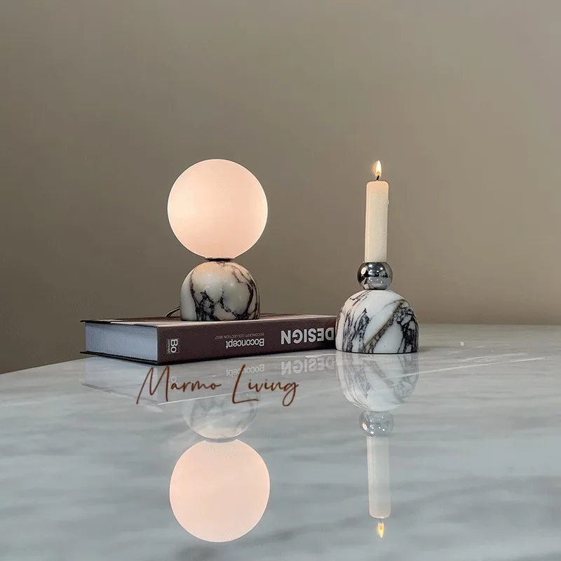 

French Marble Table Lamp Soft Decoration Villa Model Room Living Room Bedroom Study Night Light