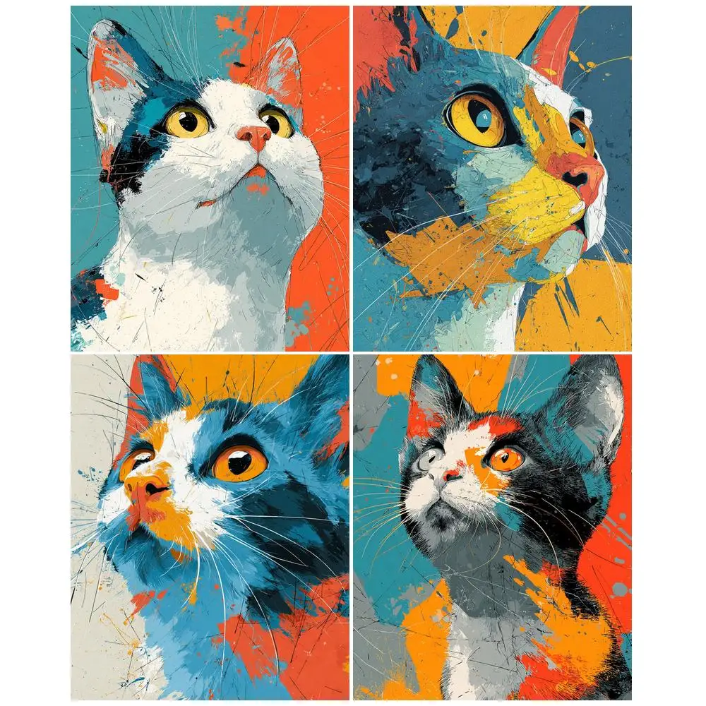 GATYZTORY Painting By Numbers On Canvas With Frame Crafts Gift Frame Hand-painted oil colored cat Wall Art Stuff Canvas Painting