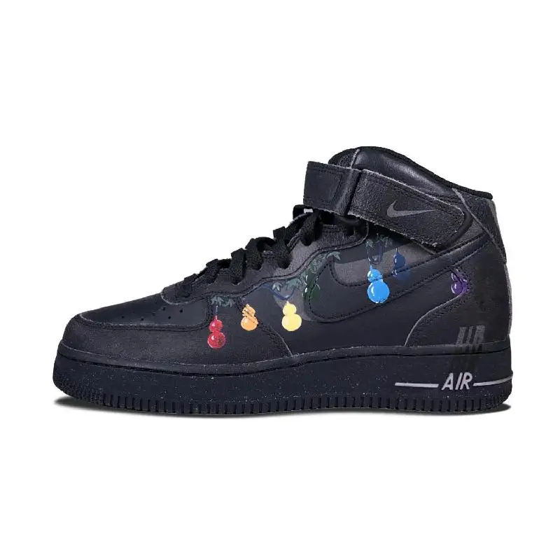 

[Custom Huluwa]Nike Air Force 1 Hulu Baby Anti-Slip Wear-Resistant Mid-Top Skateboard Shoes Men's Black