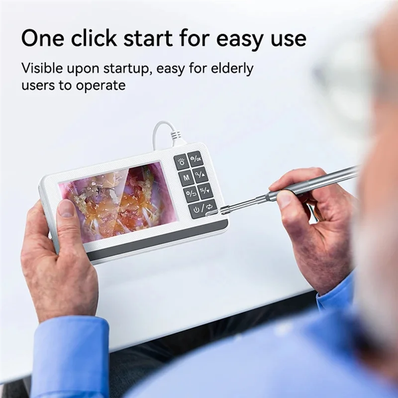 

Y42A-Digital Otoscope 3.9Mm Ear Otoscope Screen 4.3 Inch For Cleaning Smart Visual Ear Picking Stick 30MP Type-C Ear Camera