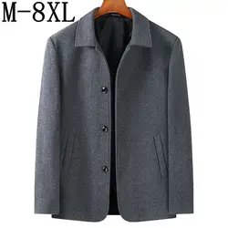 8XL 7XL 6XL 2023 New Autumn High End Business Wool Coat Men Thick Warm Mens Woolen Jackets Oversized Solid Male Winter Jacket