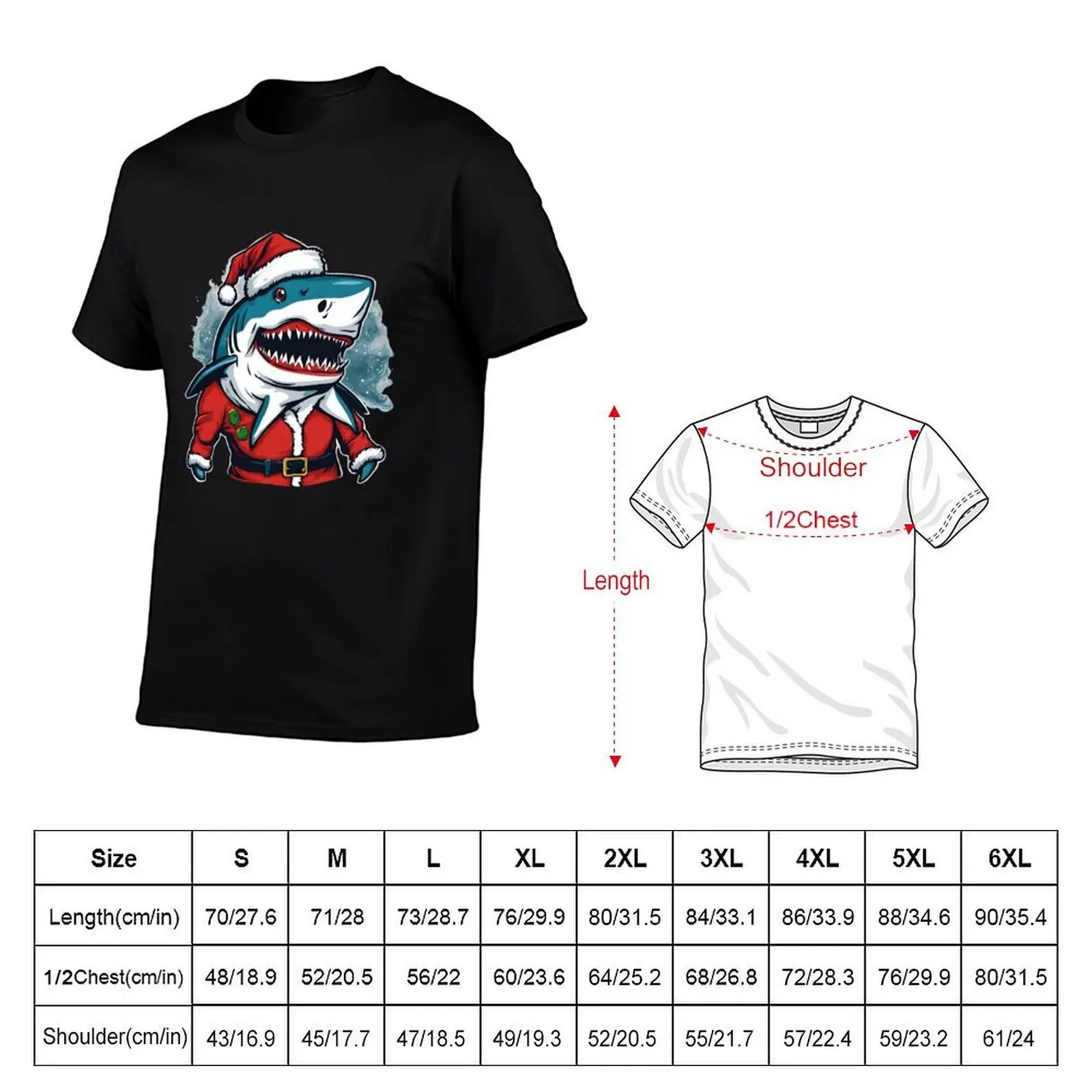 Santa Claus Shark T-Shirt graphic t shirts for man funny t shirts dark humor t shirt man luxury T-shirt