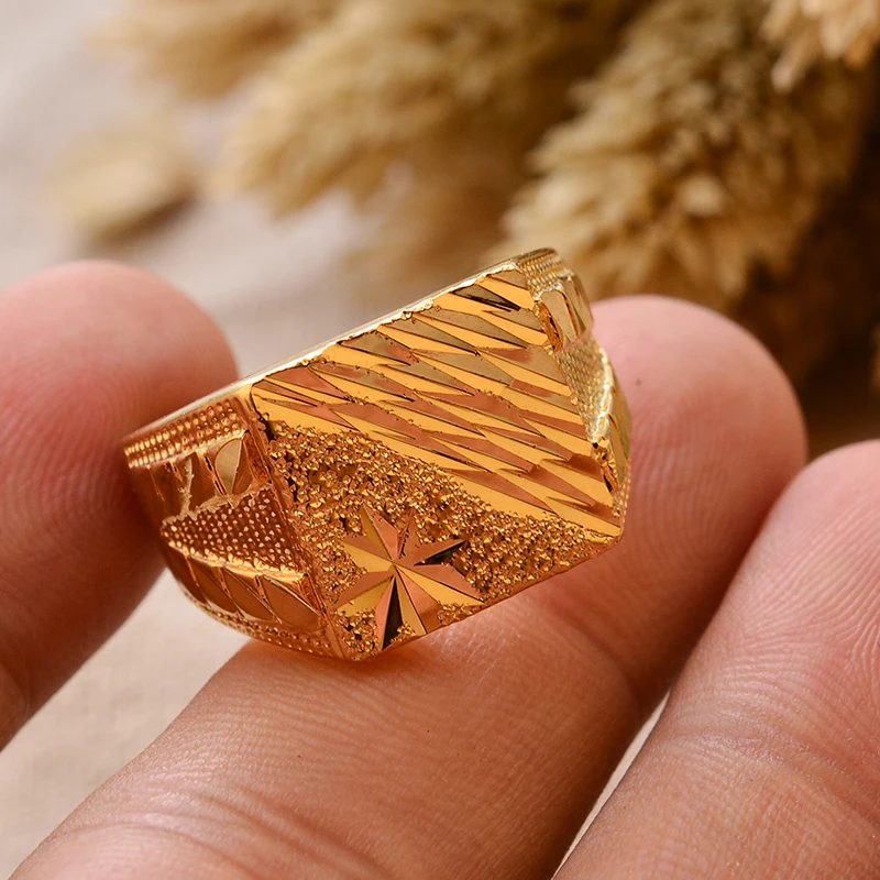 Dubai Gold Color Ring for Man Women  Arab Ring Copper Jewelry Middle Eastern Israel/Iraq/Oman Ring Gift