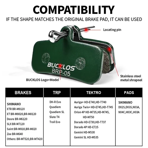Imagen 2 del producto Pastillas de freno de disco hidráulicas de cerámica BUCKLOS para SHIMANO D02S N03A 1/2/4/6/8/10 pares de pastillas de freno de disco resistentes al desgaste