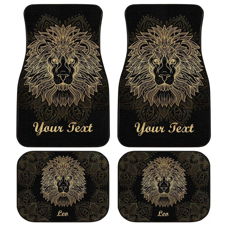 Personalized Leo Car Floor Mats Customize Name Zodiac Car Accessories 4PCs Pack