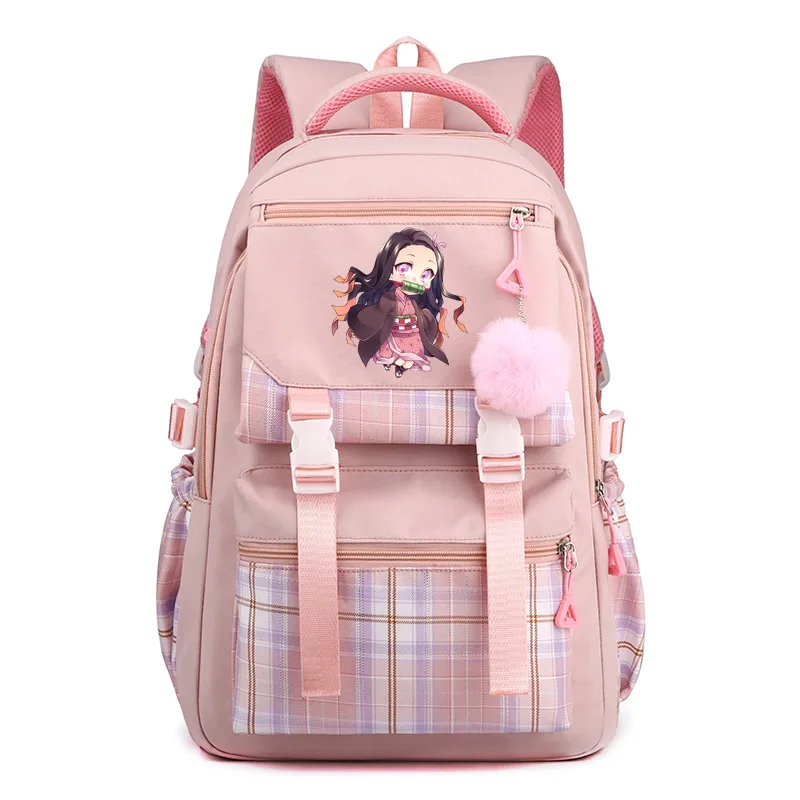 Anime demon slayer mochila para menina menino anime impresso bookbag adolescente crianças bookbag saco de lazer feminino estudante