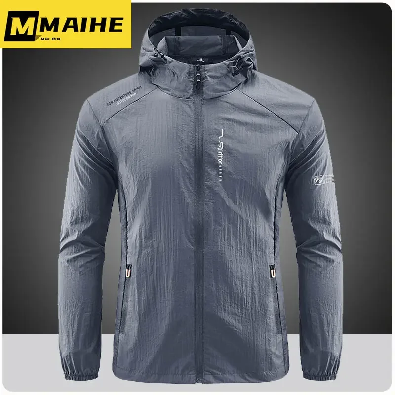 Summer Outdoor Quick Dry Sun-Protective Thin Jacket Men Hiking Fishing Cycling Hooded Gym Sport Windbreaker Ultra Light Coats