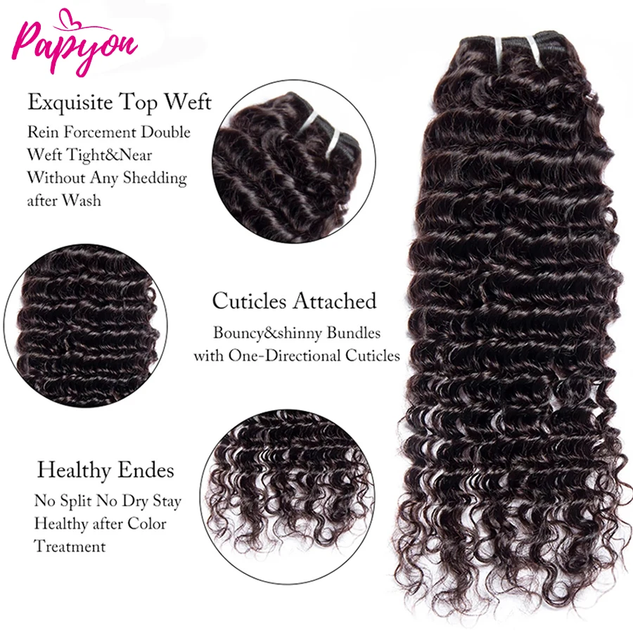 Deep Wave Bundles Human Hair Bundles Hair Extensions For Women Brazilian Hair Weave 1/3/4 Bundles Human Hair