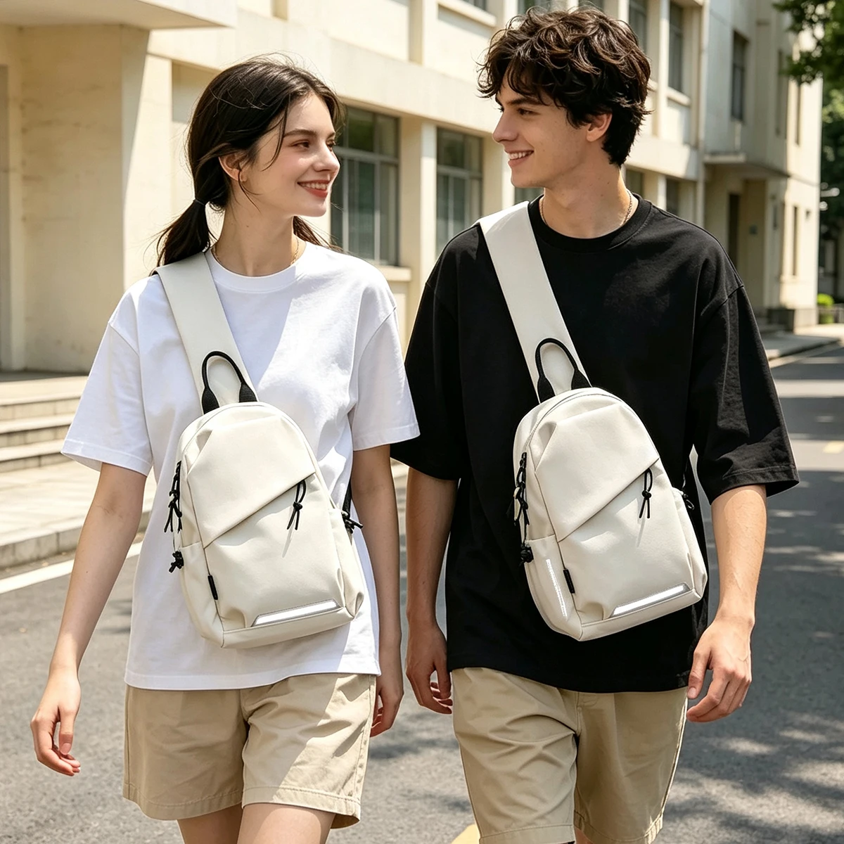 Neue Outdoor-Umhängetasche mit großem Fassungsvermögen, stilvolle und schlichte Damen-Brusttasche, trendige und vielseitige Schultertasche für Studenten, unisex und grenzübergreifend. – Detail 7