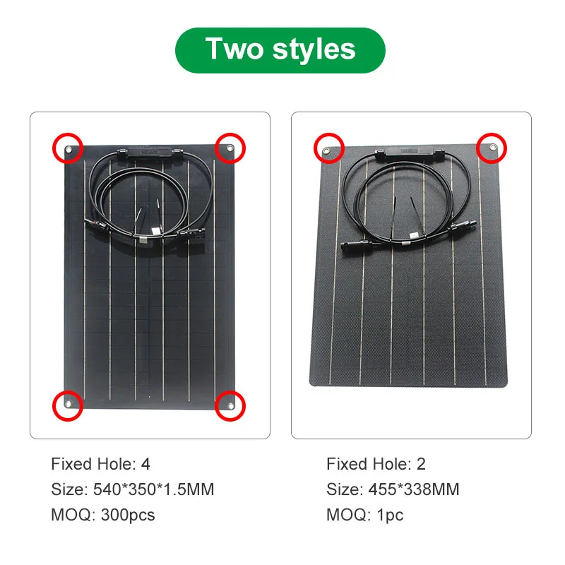 100W 18V Flexible Solar Panel for Charging 12V-18V Batteries RV Car Yacht All Black Solar Panels