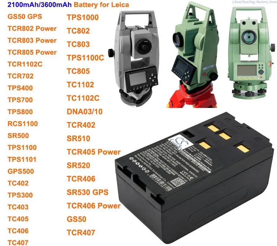 

2100mAh/3600mAh Battery for Leica SR510,SR520,TC402,TC403,TCR402,TCR405,TCR406,TCR702,TCR802,TPS300,TPS400,TPS800