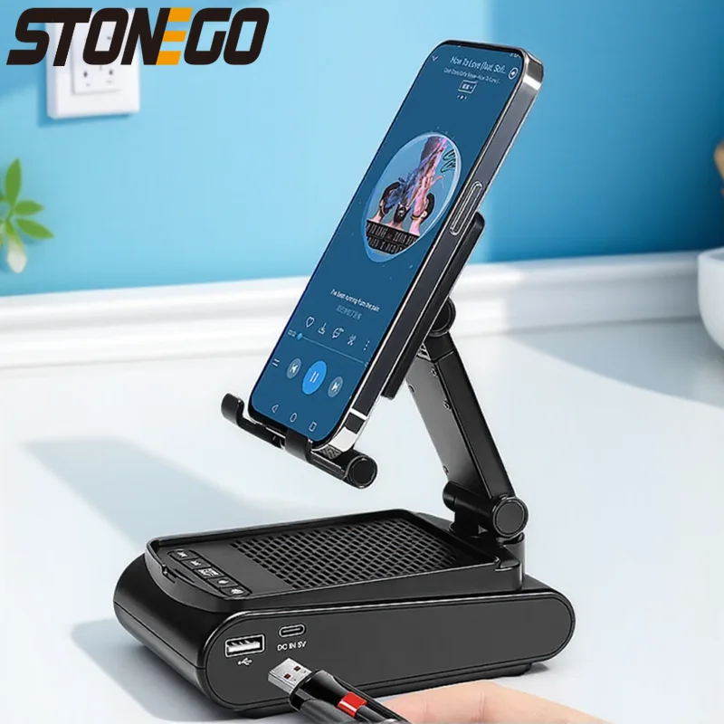 

Беспроводной 5 1 динамик, держатель для телефона, регулируемая высота, ленивая настольная подставка с зарядкой 1500 мАч для телефонов, планшетов