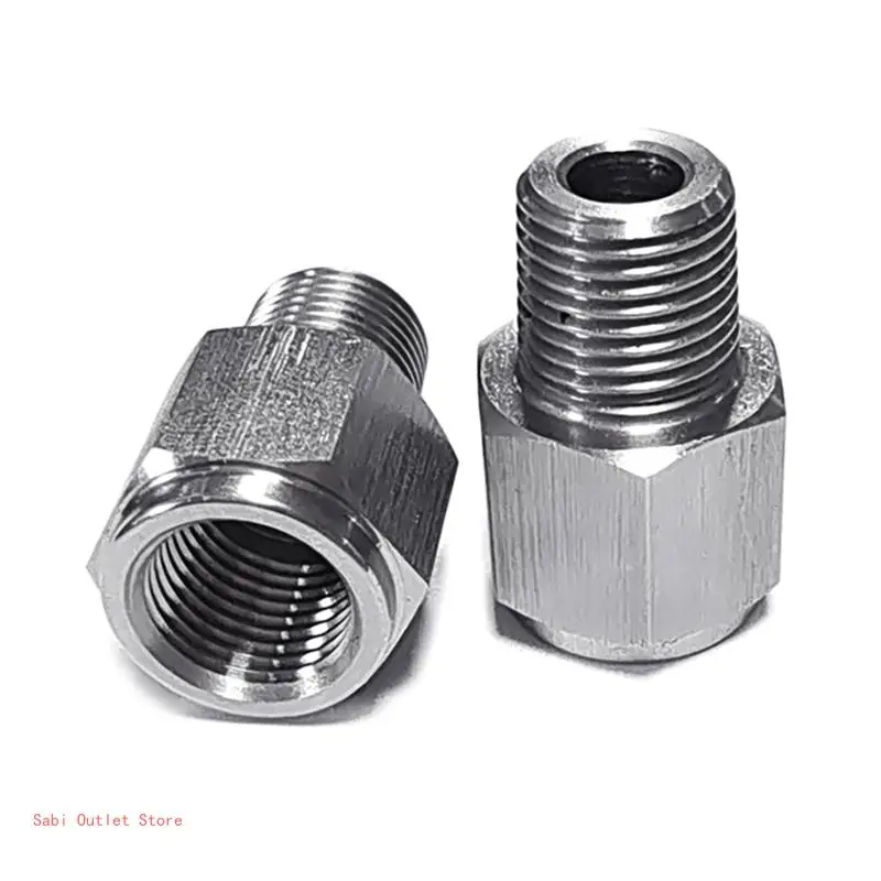 Temp Gauge Stainless Steel Oil Pressure Instrument Adapter 1/8NPT External Thread To M10x1.0 Internal Thread Connector