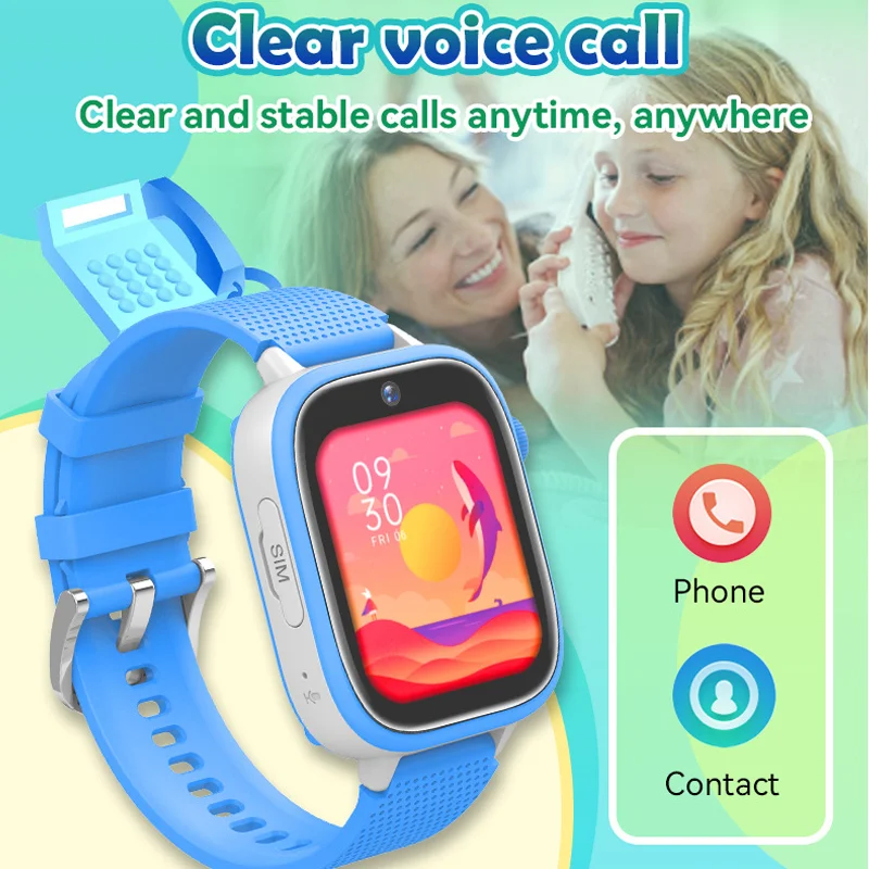 Waterproof Smart Watch for Kids, 4G, WiFi, Rastreador GPS, Jogos de localização, Video Call, Câmera, SOS, Cartão Sim traseiro