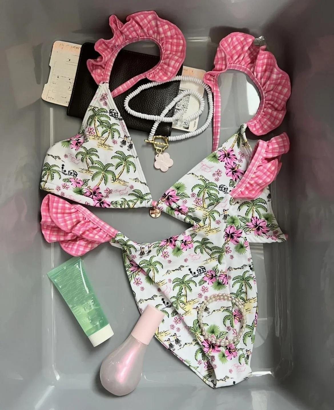 

RUOTONSEPT с принтом, рюшами и оборками, бикини с высоким вырезом, женский купальник, женский купальник, комплект бикини из двух частей, купальный костюм