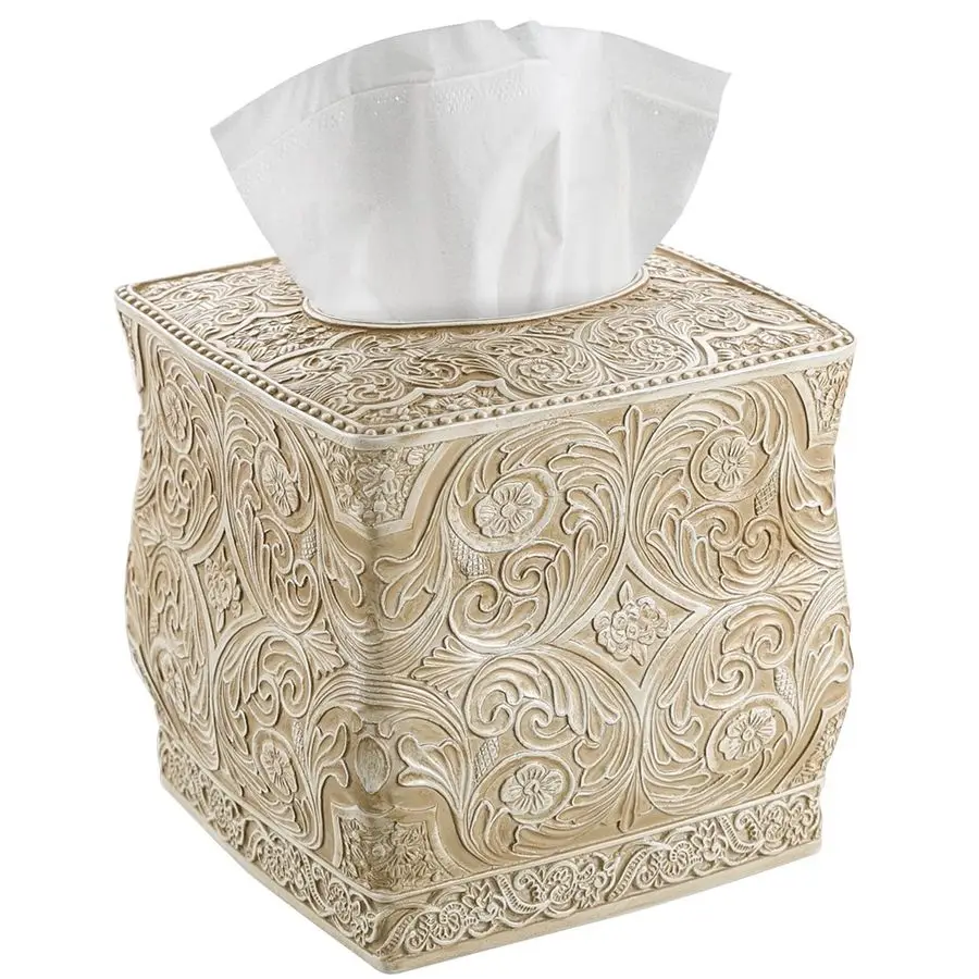 

Victoria Tissue Box Cover Square Beige Tissue Holder for Bathroom Decorative Tissue Box Holder with Durable Bottom Slider Boho B