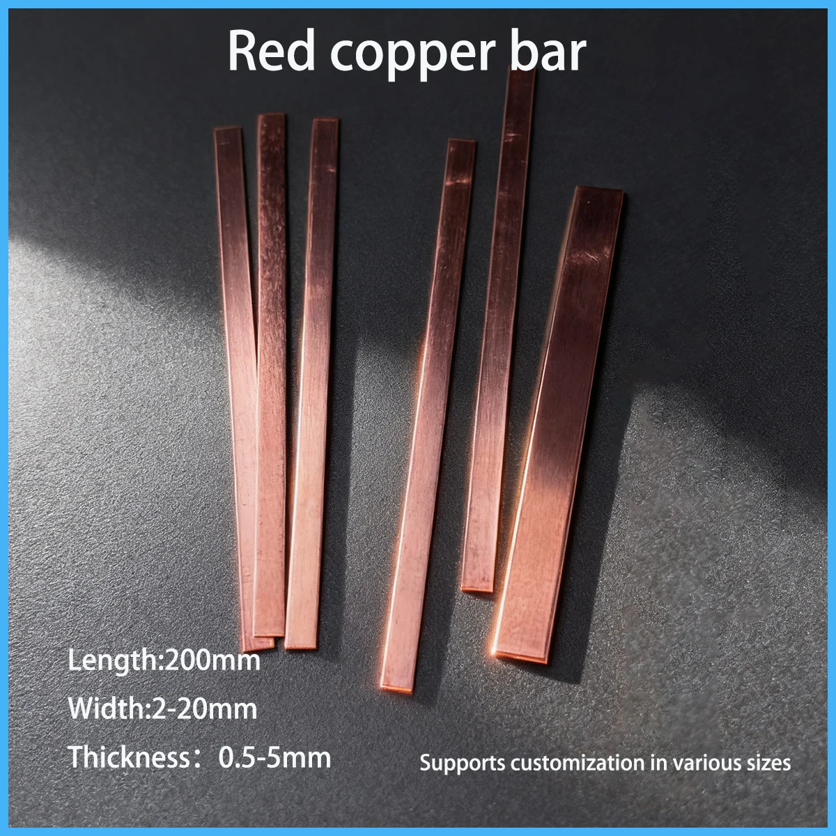 

Length 200mm Red Copper Flat Bars And Square Rods Can Be Cut And Customized Into Any Shape