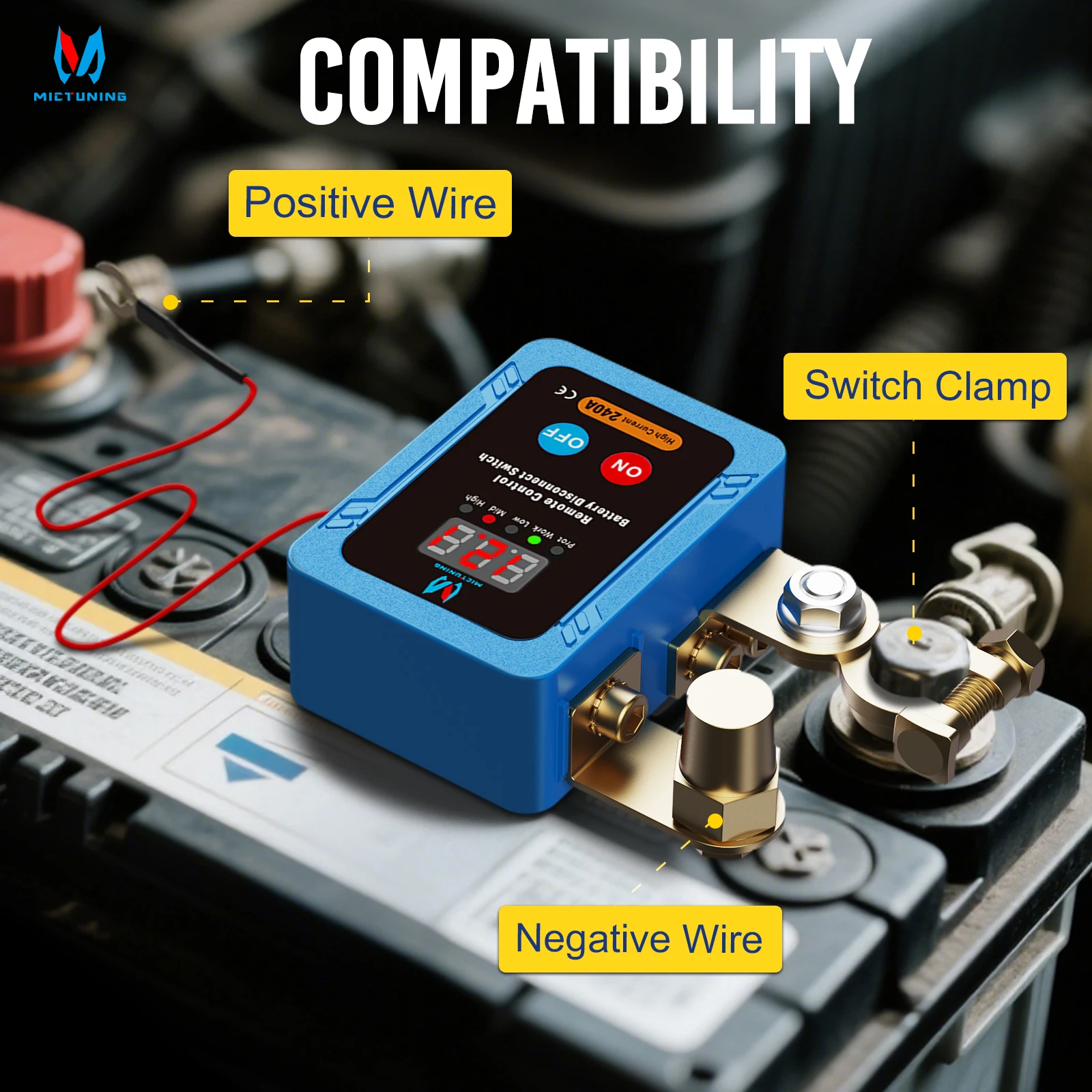 

MICTUNING Battery Disconnect Isolator Anti-Theft Switch with Digital Display,12V 240A Cutoff Switch Remote Control For RV Truck