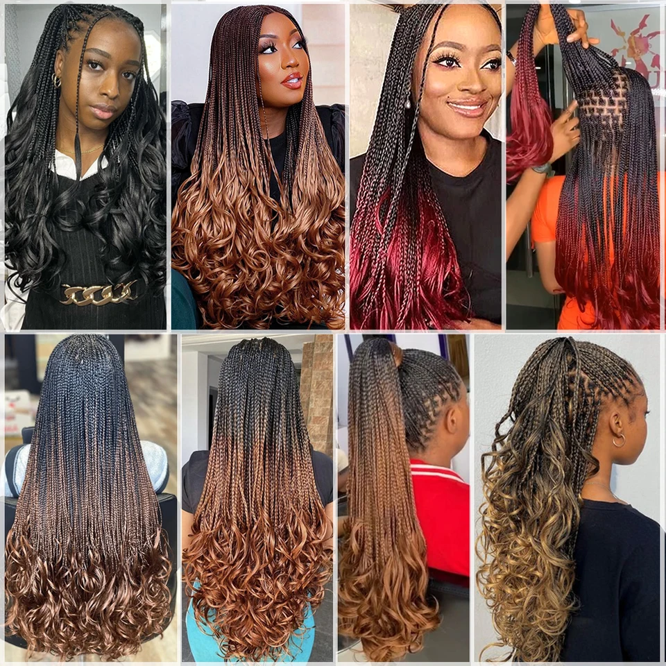 Cabello para trenzas con rizos franceses de 24 pulgadas, sintético, rizos en espiral, pre-estirado, onda suelta 6