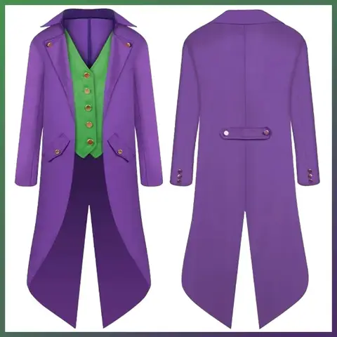 Costume de Super Méchant du Film Joker, Déguisement de Cosplay, Veste de Smoking Nette Glacée, pour Adulte, Enfant, Homme, Fantaisie