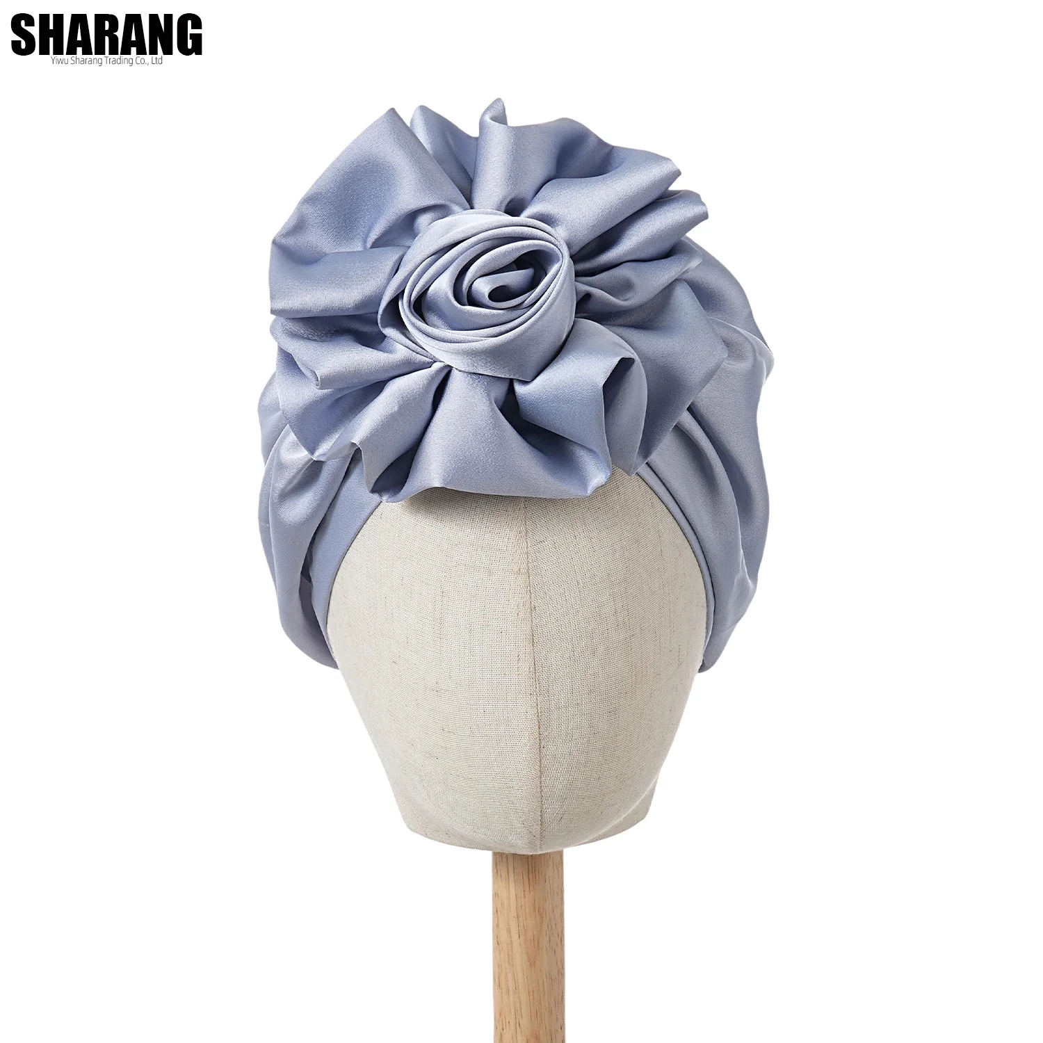 1 Stück Damen-Turban mit großer Blume, weicher Kopfwickel, Beanie-Mütze für Damen, Kopfbedeckung, Stirnband – Detail 9