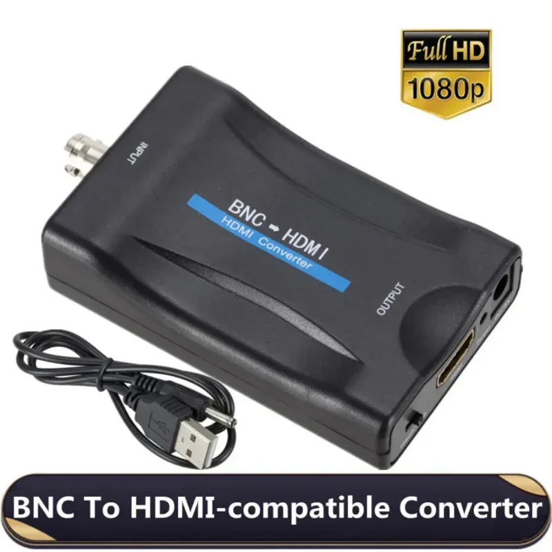 Convertidor Compatible con BNC a HDMI con Cable USB, pantalla de 1080P, convertidor de Video, Monitor de vigilancia, convertidor de señal de TV