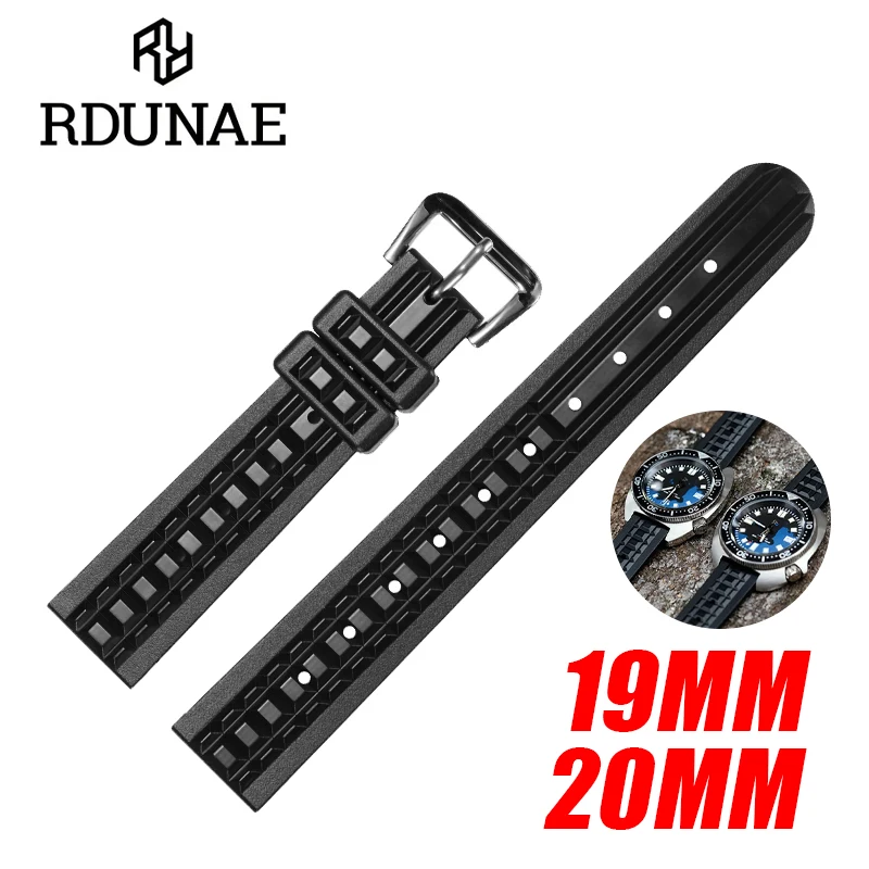 RDUNAE Original Factory Men\'s Rubber Watch Strap Outdoor Sports Waterproof Retro Classic 19mm 20mm Watch Reloj hombre watches fo