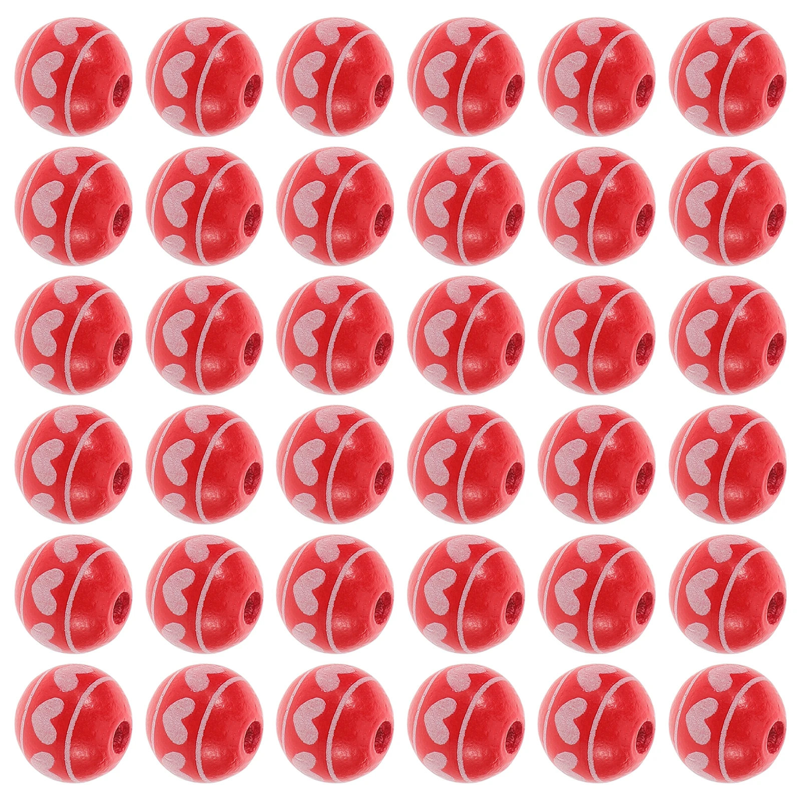 

50pcs Wooden Beads Heart Shaped Diy Valentine Accessories Red White Holiday Jewelry Mini Heart Jewelry Necklace Decorations