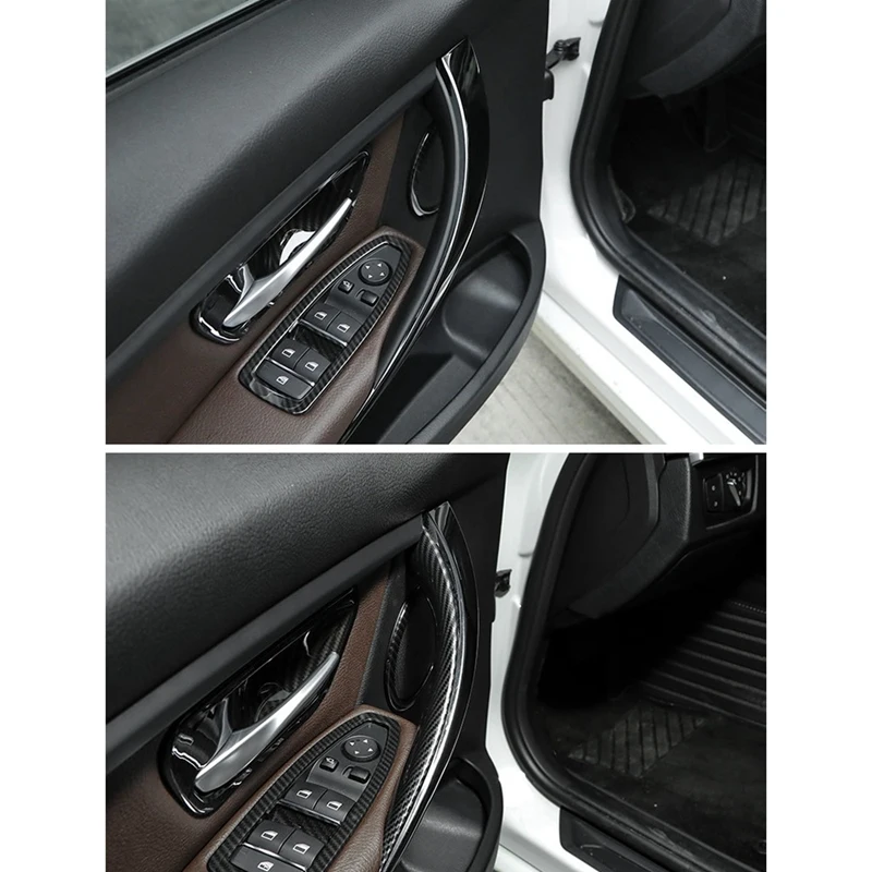 4Pcs ABS Interior Door Handle Pull Protective Cover For -BMW 3 4 Series 3 Series GT F30 F35 2013-2019 Black