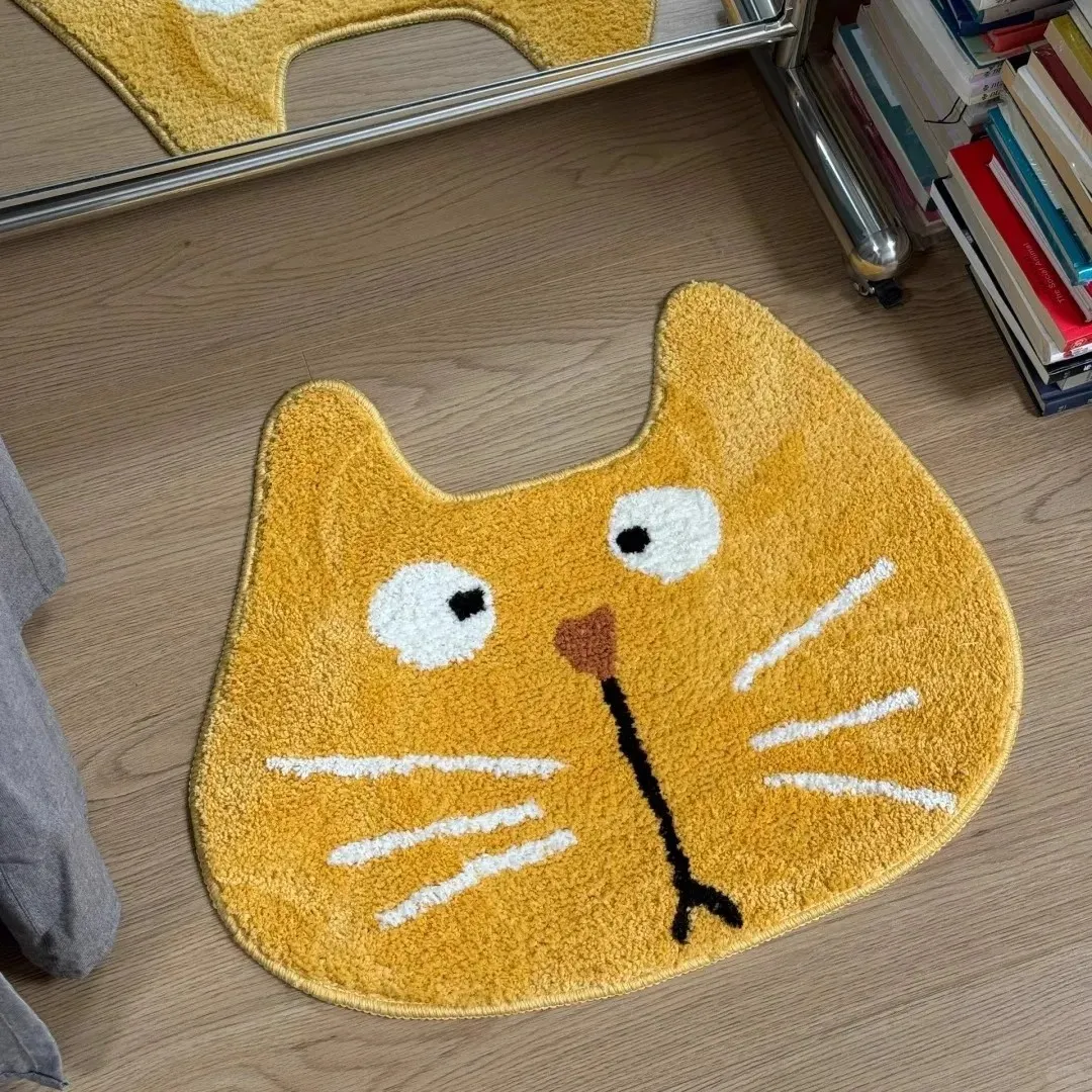 VIKAMA Non-slip Alien Cute Cat Bath Mat Absorbent Soft Easy Clean for Bedroom