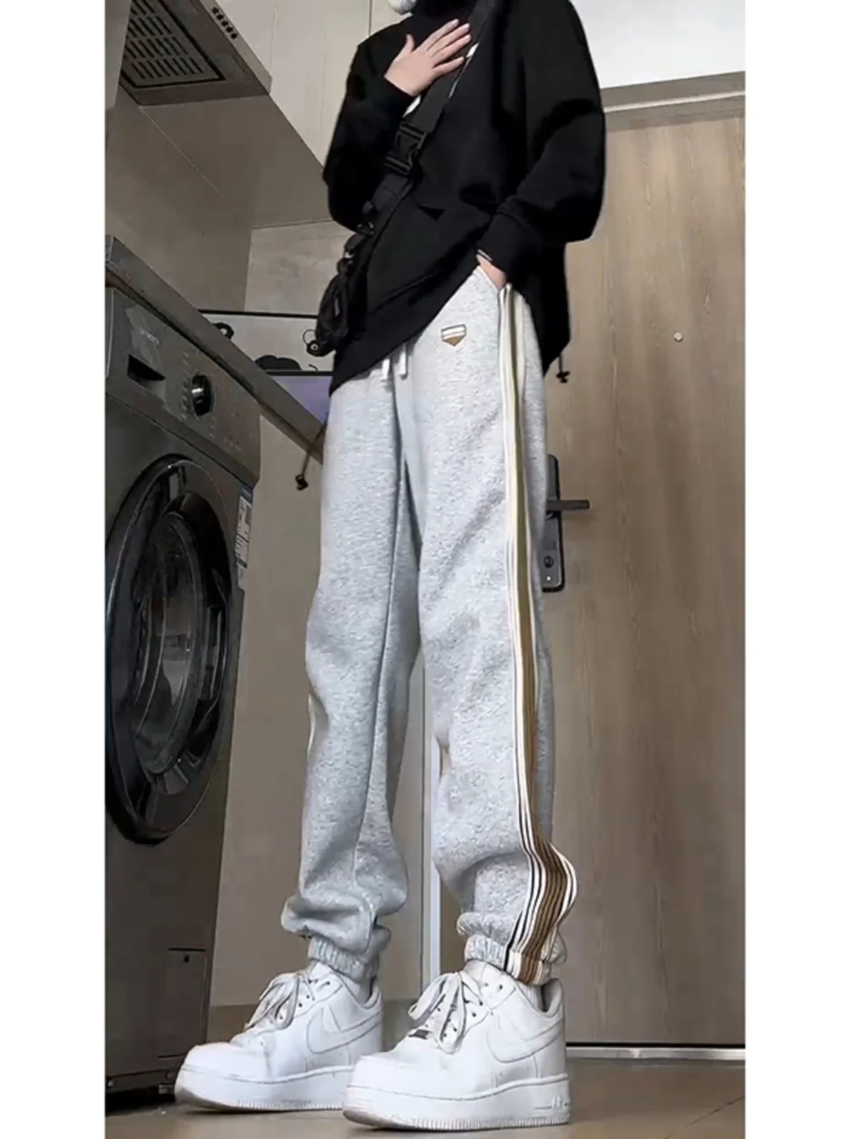 

Мужские повседневные брюки American Sle Dstring Fce с эластичной талией и подкладкой, свободного кроя, длинные, для весеннего сезона