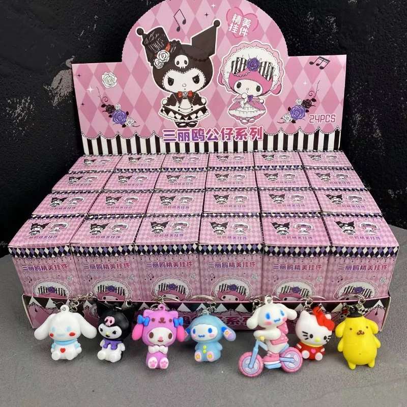 アニメサンリオハローキティクロミキーホルダーペンダントフィギュアブラインドボックスおもちゃ子供のためのクリスマスギフト誕生日ギフトハローキティ