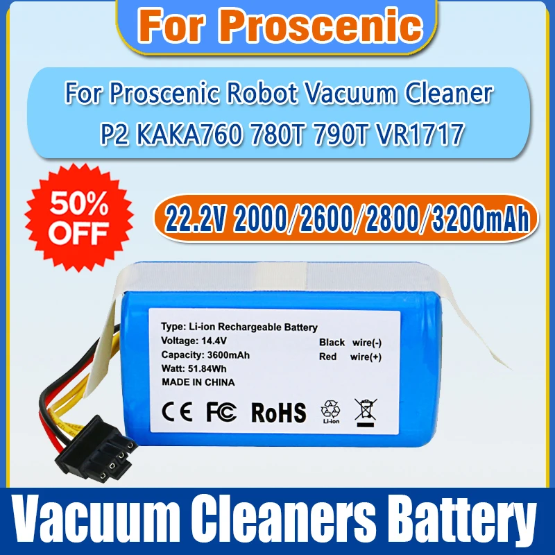 High-Quality Rechargeable Lithium Battery 14.4V for Proscenic Robot Vacuum Cleaner P2 KAKA760 780T 790T VR1717