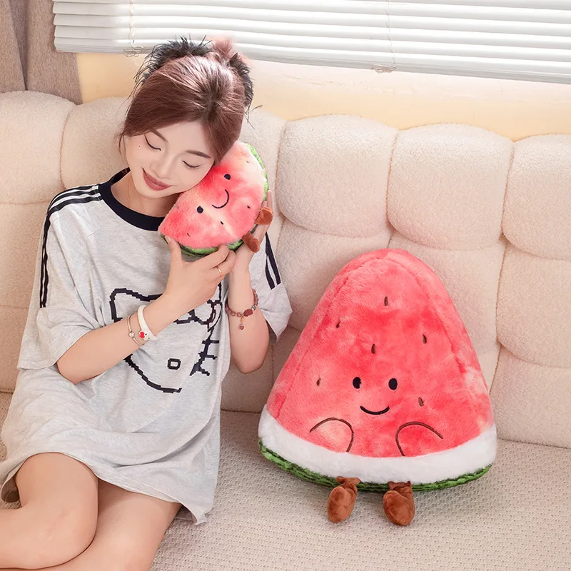 1개 23/45cm 사랑스러운 수박 플러시 장난감 반원형 수박 베개 부드러운 과일 장난감 귀여운 슬라이스 수박 장식 선물