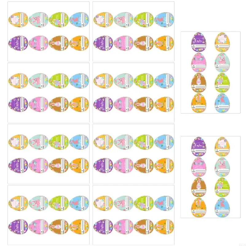 4x7b 80pcs Cartoon Bunnies Oeufs Nom Sticker Emballage Étiquette Étiquette pour le scrapbooking Journal Sceau Enveloppe Card