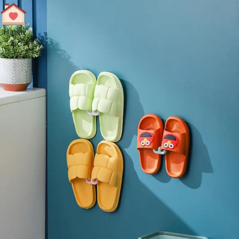 3Pcs Bathroom Slipper Shelf Self-adhesive No Punching Wall Mounted One Piece Shoe Rack Space Saving Shelf Bathroom Hanging