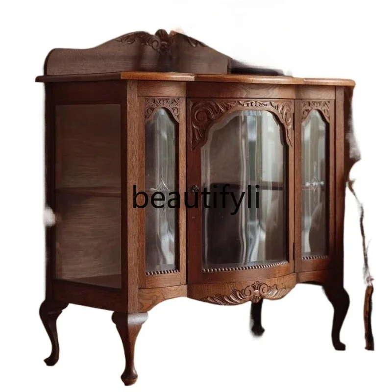 

ls 27European retro, display cabinet French classical, carved tea cabinet side cabinet