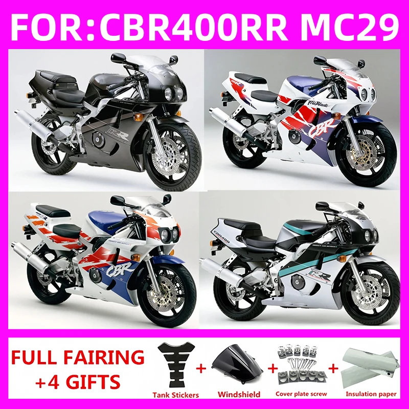 New ABS Motorcycle Whole Fairings Kit for CBR400RR NC29 MC29 1991-1999 CBR400 RR MC29 NC29 92 93 94 95 96 Bodywork full fairing