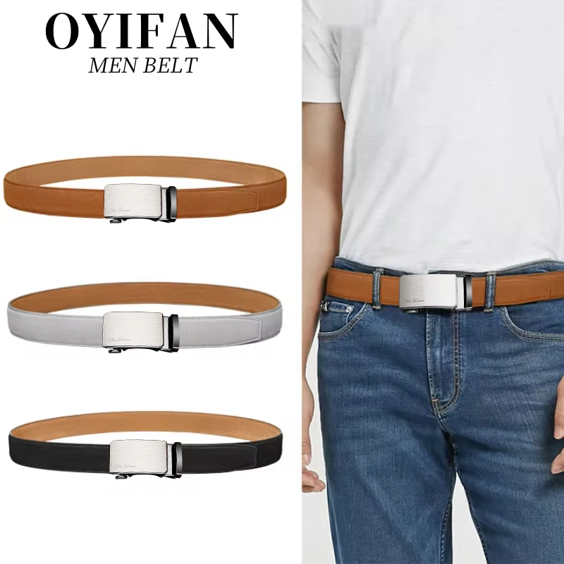 men's leather belt  automatic buckle men's top layer high-end trendy buckle PU belts