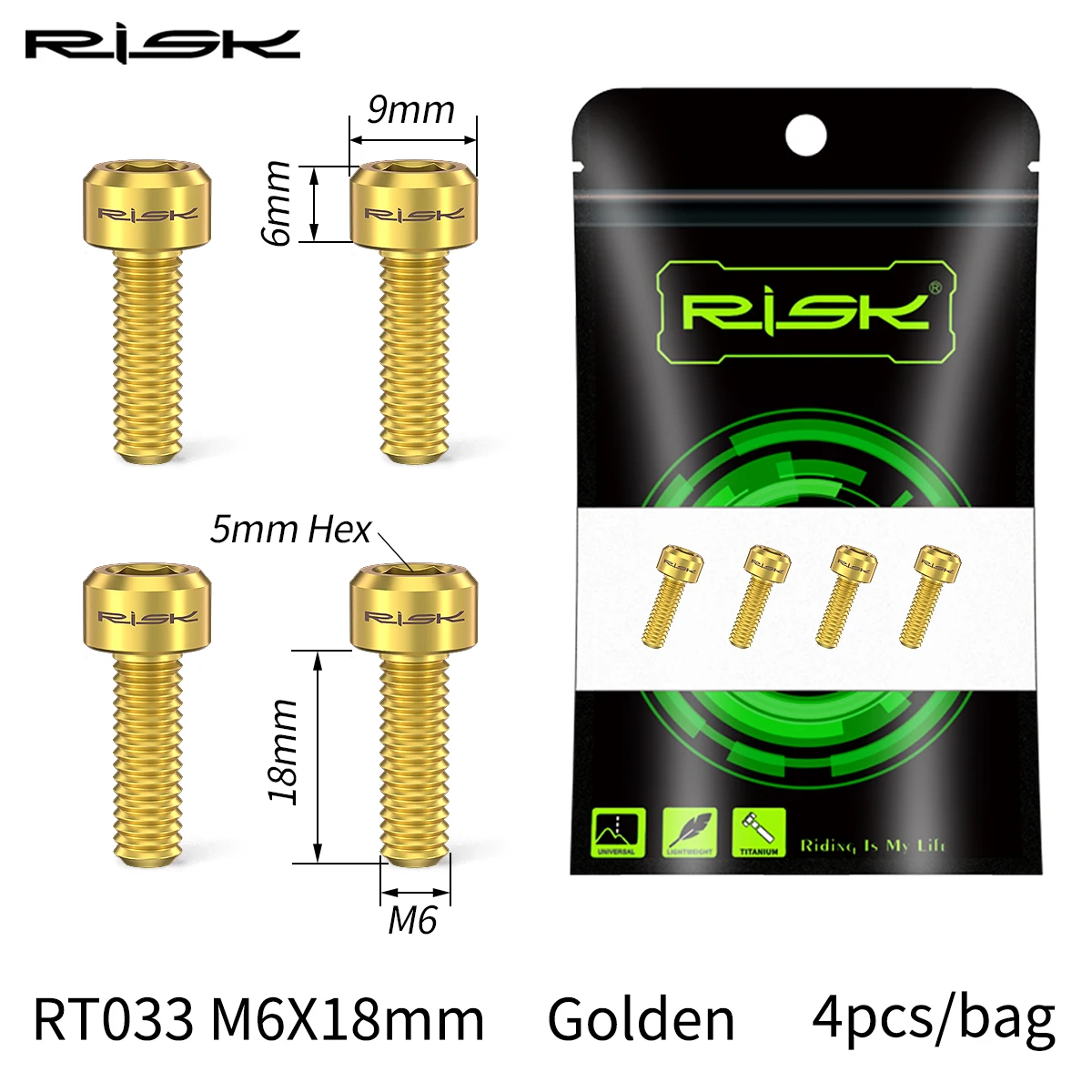 RISIKO 4PCS M6x16/18/20mm Fahrrad Scheibenbremse Feste Schrauben mit Unterlegscheibe Titan Mountainbike Bremssattel Klemme