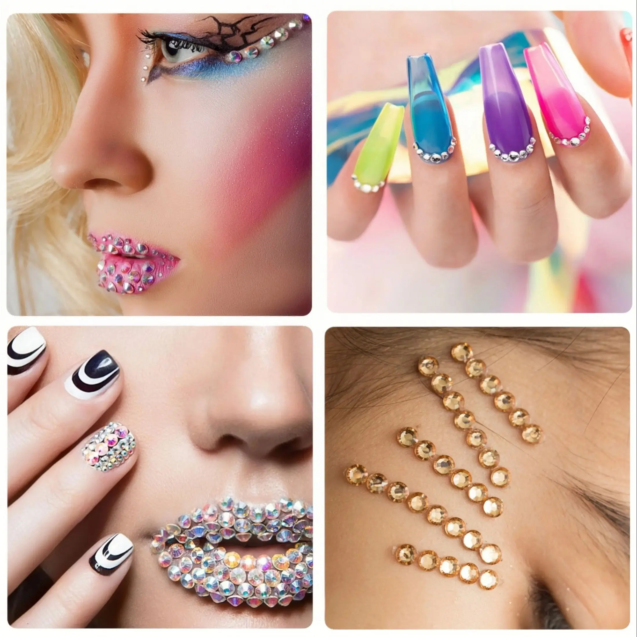 900/450/225 Pieces of 15-Color 3D Self-Adhesive Rhinestone Stickers - Round Shiny Gemstone Decals for Face, Body, and Nail Art - Ideal for Stage, Concert, Party, and Makeup Decoration, Party Accessories, Vibrant Patterns, High-Gloss Effect, Stage Decoration, Event Arrangement